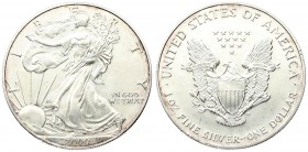 USA 1 Dollar 2000 "American Silver Eagle" Bullion Coin. Averse: Walking Liberty. Lettering: L I B E R T Y IN GOD WE TRUST AAW 2000. Reverse: Heraldic ...