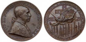 Vatican Medal 1957. Anno XX /1957. Pius XII (1939-1958). (Anno XX) from Mistruzzi. Averse: On the establishment of a broadcasting facility on extrater...