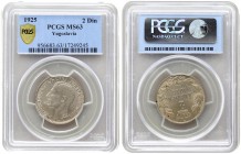 Yugoslavia 2 Dinara 1925 Alexander I(1921-1934). Averse: Head left. Reverse: Denomination and date within crowned wreath. Edge Description: Milled. Ni...