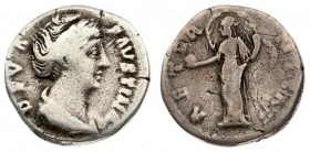 Roman Empire 1 Denarius 141 Diva Faustina (+141 AD) under Antoninus Pius 138-161 AD. AR Denarius Rome. Av. DIVA FAVSTINA draped bust right. Rev. AETER...