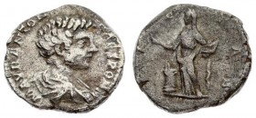 Roman Empire 1 Denarius 196 Caracalla 196-217. As Caesar AD 196-198. Rome Av.: M AVR ANTON CAES PONTIF; draped bust right. Rev.: PIETAS; Pietas standi...