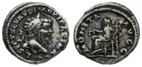 Roman Empire 1 Denarius 198 Septimius Severus 193-211. Rome 198-202. Av.: L SEPT SEV AVG IMP XI PART MAX Laureate head of Septimius Severus to right. ...