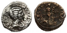Roman Empire 1 Denarius 200 Julia Domna 193-217. AD 200 Rome mint. Av: IVLIA AVGVSTA draped bust right. Rev: SAECVLI FELICITAS; Isis wearing polos sta...