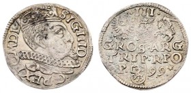 Poland 3 Groszy 1599 Poznan. Sigismund III Vasa (1587-1632) - crown coins 1599. Poznan. With punctuation in the form of asterisks in the third line; s...