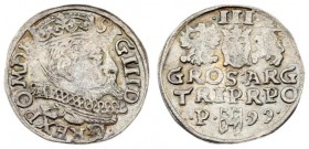 Poland 3 Groszy 1599 Poznan. Sigismund III Vasa (1587-1632) - crown coins 1599. Poznan. Dots in the third line on the reverse. Silver. Iger P.99.1.b