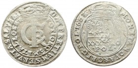 Poland 1 Zloty 1663 AT Krakow. John II Casimir Vasa (1649-1668) - crown coins; zloty (tymf) 1663 AT. Averse: Crowned monogram. Reverse: Crowned shield...