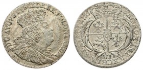 Poland 6 Groszy 1755 EC August III(1733-1763)Averse: Large crowned bust right. Reverse: Crowned arms within sprigs; VI below. Silver. KM155.1; Kahnt 6...