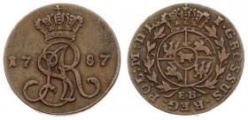 Poland 1 Grosz 1787 EB GROSSUS. Stanislaus Augustus(1764-1795). Averse: Crowned SAR monogram divides date. Reverse: Crowned; 4-fold oval arms within s...