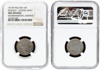 Poland 10 Fenigow 1917FF Stuttgart. Averse: Value. Reverse: Crowned eagle with wings open. Iron. Legend away from edge. Y 6. Parchimowicz 6a. NGC UNC ...