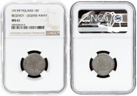 Poland 10 Fenigow 1917FF Stuttgart. Averse: Value. Reverse: Crowned eagle with wings open. Iron. Legend away from edge. Y 6. Parchimowicz 6a. NGC MS 6...
