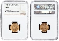 Poland 10 Zlotych 1925 Warsaw 900th anniversary of the coronation of Bolesław the Brave. Gold. 3.23 g. Br. 116; Parchimowicz 125. NGC MS 65