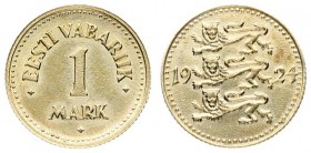 Estonia 1 Mark 1924 Averse: Three leopards left divide date. Reverse: Denomination. Edge Description: Milled. Nickel-Bronze. KM 1a