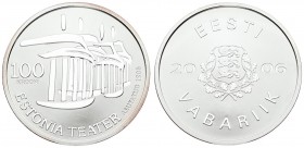 Estonia 100 Krooni 2006 National Opera. Averse: National arms. Reverse: Building front. Edge Description: Plain. Silver. KM 43. With Origanal Box & Ce...
