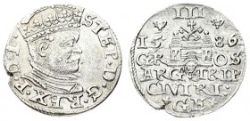 Latvia 3 Groszy 1586 Riga Stephen Báthory(1576-1586) - the city of Riga; on the obverse small head of the king. Silver. Iger R.86.2.a (R); K.-G. 26a