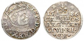 Latvia 3 Groszy 1586 Riga Stephen Báthory(1576-1586) - the city of Riga; on the obverse small head of the kin;. no punctuation mark between G REX in t...