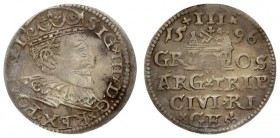 Latvia Livonia 3 Groszy 1596 Sigismund III Vasa (1587-1632). Riga city. Old patina. Silver. Gerbaszewski 19