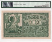 Lithuania German occupation 1000 Mark Kaunas. State Loan Bank East Pick# R134a CM #K8a 1918 1000 Mark - Wmk: Rosettes. S/N A543715 - 6 Digital Serial ...