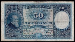 Lithuania 50 Litu 1928 Banknote Kaunas 31.03.1928 № A574718. Pick 24a