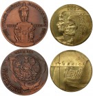 Lithuania Medal 1983 "Lituanica". Brass. Weight 67.68g.; diameter - 53.5 mm; & Medal "Monument to Vytautas the Great in Kaunas 1932–1990" 1990. Brass....