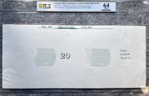 Lithuania 20 Litu ND(1993) / Bank of Lithuania - LAYER COLOR TRIAL FACE Pick # 57p ND(1993) 20 (Litu) - 3rd working; Green Serial # No Serial# Printer...
