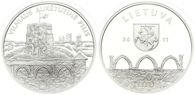 Lithuania 50 Litų 2011 Vilnius Upper Castle. Averse: The averse of the coin feat...