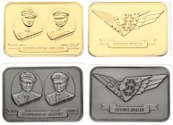 Lithuania Plaque collection for Lithuanian Creators 1918-2018. Steponas Darius and Stasys Girenas. Series Aviation. Brass gold plated; brass silver pl...