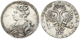 Russia 1 Rouble 1726 Catherine I (1725-1727). Averse: Bust left. Reverse: Crown above crowned double-headed eagle. "Moscow type portrait turned to the...