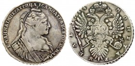 Russia 1 Rouble 1734 Anna Ioannovna (1730-1740). Averse: Bust right. Reverse: Crown above crowned double-headed eagle shield on breast X on tail "Type...
