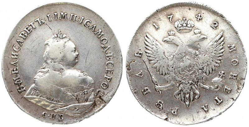Russia 1 Rouble 1742 СПБ Elizabeth (1741-1762). Averse: Crowned bust right. Reve...