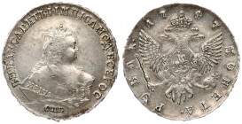 Russia 1 Rouble 1747 СПБ Elizabeth (1741-1762). Averse: Crowned bust right. Reverse: Crown above crowned double-headed eagle shield on breast. Edge in...