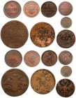 Russia 1/2 Kopeck - 5 Kopecks 1748-1914 & 1 Penni 1907 & 10 Groszy 1840 MW. Copper. Lot of 8 Coins