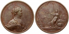 Russia Medal (1770) of the Free Economic Society "For work retribution". On the averse there is a bust portrait of the Empress facing to the right. On...