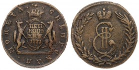 Russia 5 Kopecks 1771 КМ Siberia. Catherine II (1762-1796). Averse: Crowned monogram within wreath. Reverse: Value date within crowned oval shield wit...