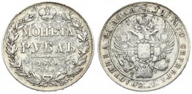 Russia 1 Rouble 1834 СПБ НГ St. Petersburg Mint. Nicholas I (1826-1855). Averse: Crowned double imperial eagle. Reverse: Crown above value and date wi...
