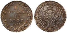 Russia 1.5 Roubles 10 Zlotych 1835 НГ St. Petersburg. Nicholas I (1826-1855). Av: Crowned double-headed imperial eagle. Rev: Value within wreath. Edge...