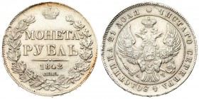 Russia 1 Rouble 1842 СПБ АЧ St. Petersburg. Nicholas I (1826-1855). Averse: Crowned double imperial eagle. Reverse: Crown above value and date within ...