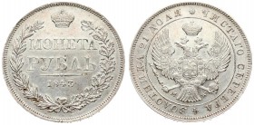 Russia 1 Rouble 1843 MW Warsaw. Nicholas I (1826-1855). Av.: Crowned double-headed Imperial eagle with orb and scepter. Rev.: Crowned date and value i...