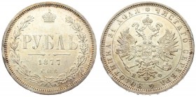 Russia 1 Rouble 1877 СПБ НФ St. Petersburg. Alexander II (1854-1881). Averse.: Crowned double headed imperial eagle. Reverse.: Value date within wreat...