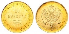 Russia for Finland 10 Markkaa 1879 S Alexander II (1854-1881). Averse: Crowned imperial double eagle holding orb and scepter. Reverse: Denomination an...