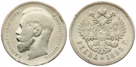 Russia 1 Rouble 1895 (АГ) St. Petersburg. Nicholas II (1894-1917). Averse: Head left. Reverse: Crowned double-headed imperial eagle ribbons on crown. ...