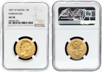 Russia 15 Roubles 1897 АГ St. Petersburg. Nicholas II (1894-1917). Averse: Head left. Reverse: Crowned double imperial eagle ribbons on crown. Three l...