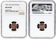 Russia For Finland 1 Penni 1901. Nicholas II (1894-1917). Averse: Crowned monogram. Reverse: Denomination and date. Copper. Edge plain. Bitkin 462. NG...