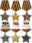 Russia Order of Glory of the USSR (1947-1957) 1 & 2 & 3 degrees with a ribbon. (I degrees № 2146; Weight approx: 35.98 g. Diameter: 50x46 mm; II degre...
