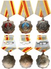 Order of Labor Glory of the USSR (1974-1981) 1 & 2 & 3 degrees with a ribbon. I degrees № 0936; Weight approx: 39.67 g. Diameter: 46x40 mm; II degrees...