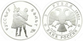 Russia 3 Roubles 1993 Bolshoi Ballet. Averse: Double-headed eagle. Reverse: Ballet couple. Silver. Y 323. With capsule