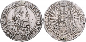 MATTHIAS II (1608 - 1619)&nbsp;
1 Thaler, 1615, 28,82g, Kutná Hora. Hal. 528&nbsp;

VF | VF , stopa po oušku | traces of mounting