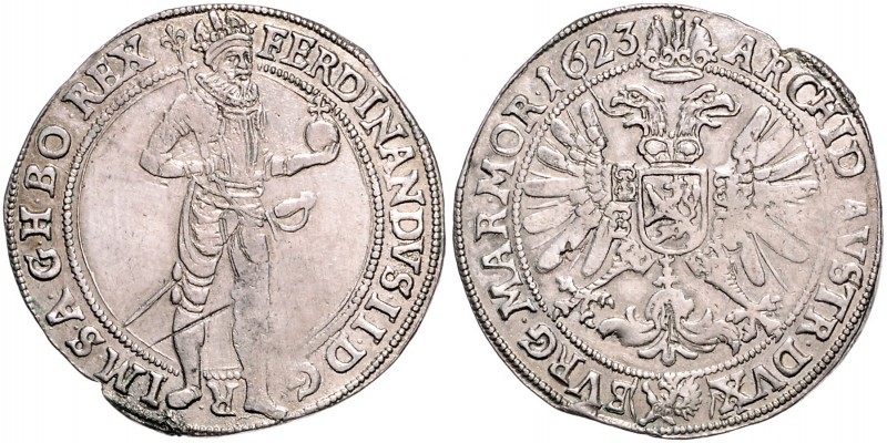 FERDINAND II (1619 - 1637)&nbsp;
1/2 Thaler, 1623, 14,55g, Praha. Hal. 751&nbsp...