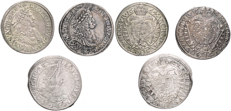 LEOPOLD I (1657 - 1705)&nbsp;
Lot 3 coins 15 Kreuzer 1662. 1664, 19,51g&nbsp;
...