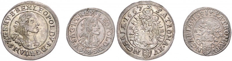 LEOPOLD I (1657 - 1705)&nbsp;
Lot 2 coins 3 Kreuzer 1681 KB, 6 Kreuzer 1667 KB,...