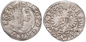 LEOPOLD I (1657 - 1705)&nbsp;
3 Kreuzer, 1664, 1,64g, Kutná Hora. Her. 1480&nbsp;

VF | VF